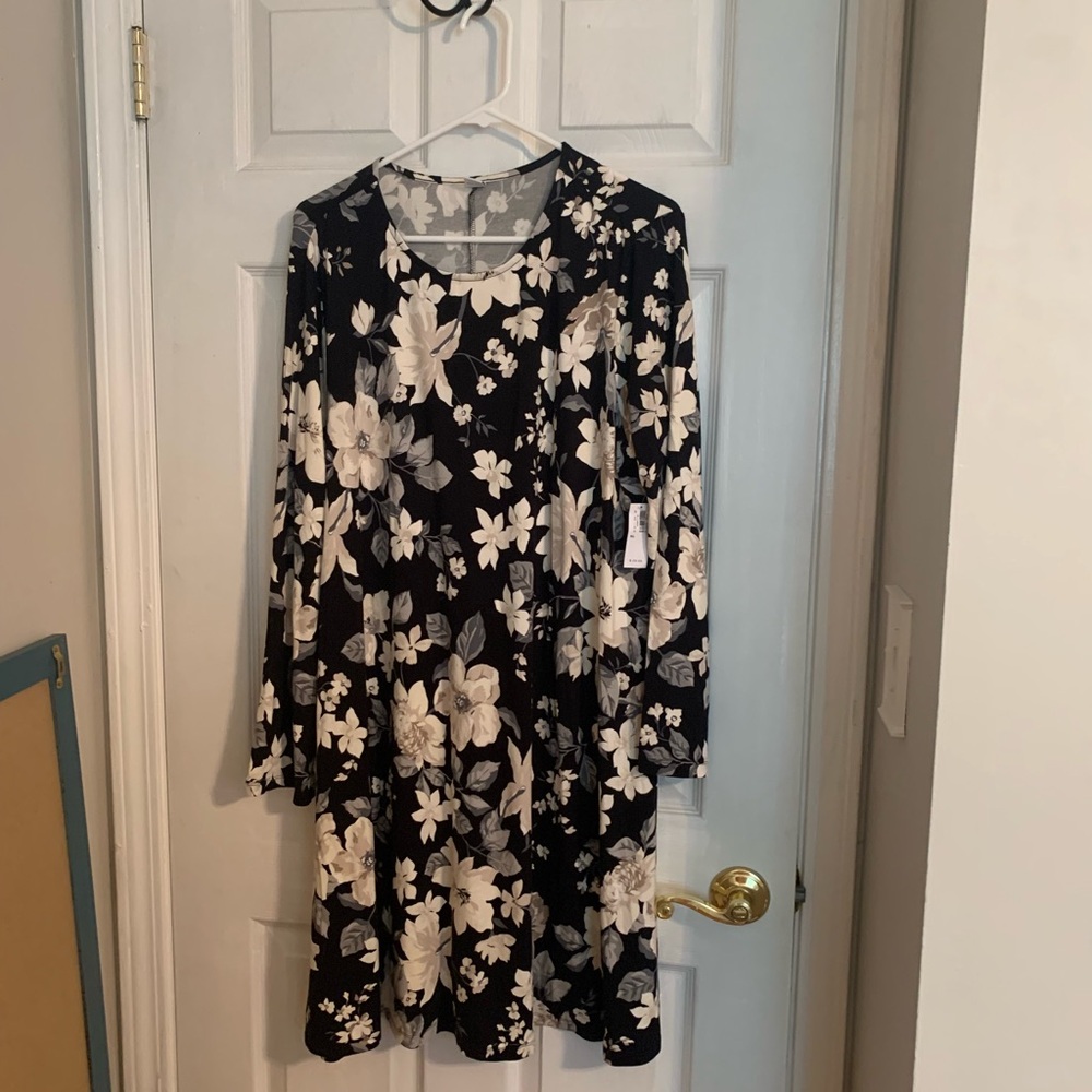 NWT old navy flowered dress XL long sleeve NEW